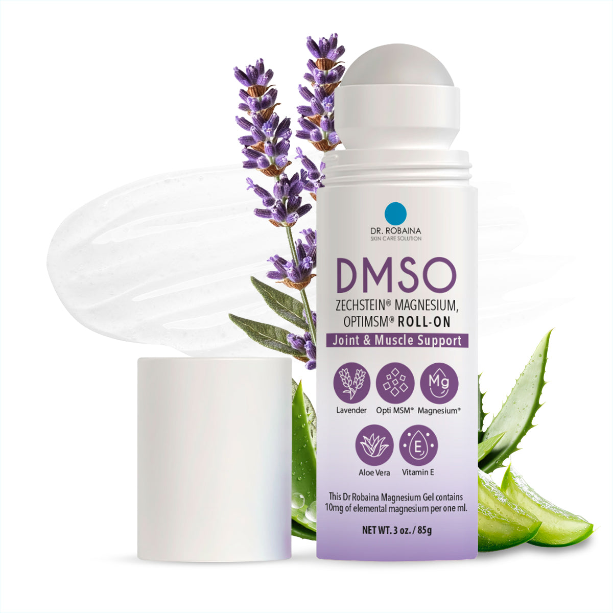 Dr. Robaina DMSO Lavender Roll-On - Ultimate Pain Relief and Skin Nourishment | 99.9% Pure Pharmaceutical Grade with Arnica, Magnesium, Aloe Vera, Vitamin E | Made in The USA