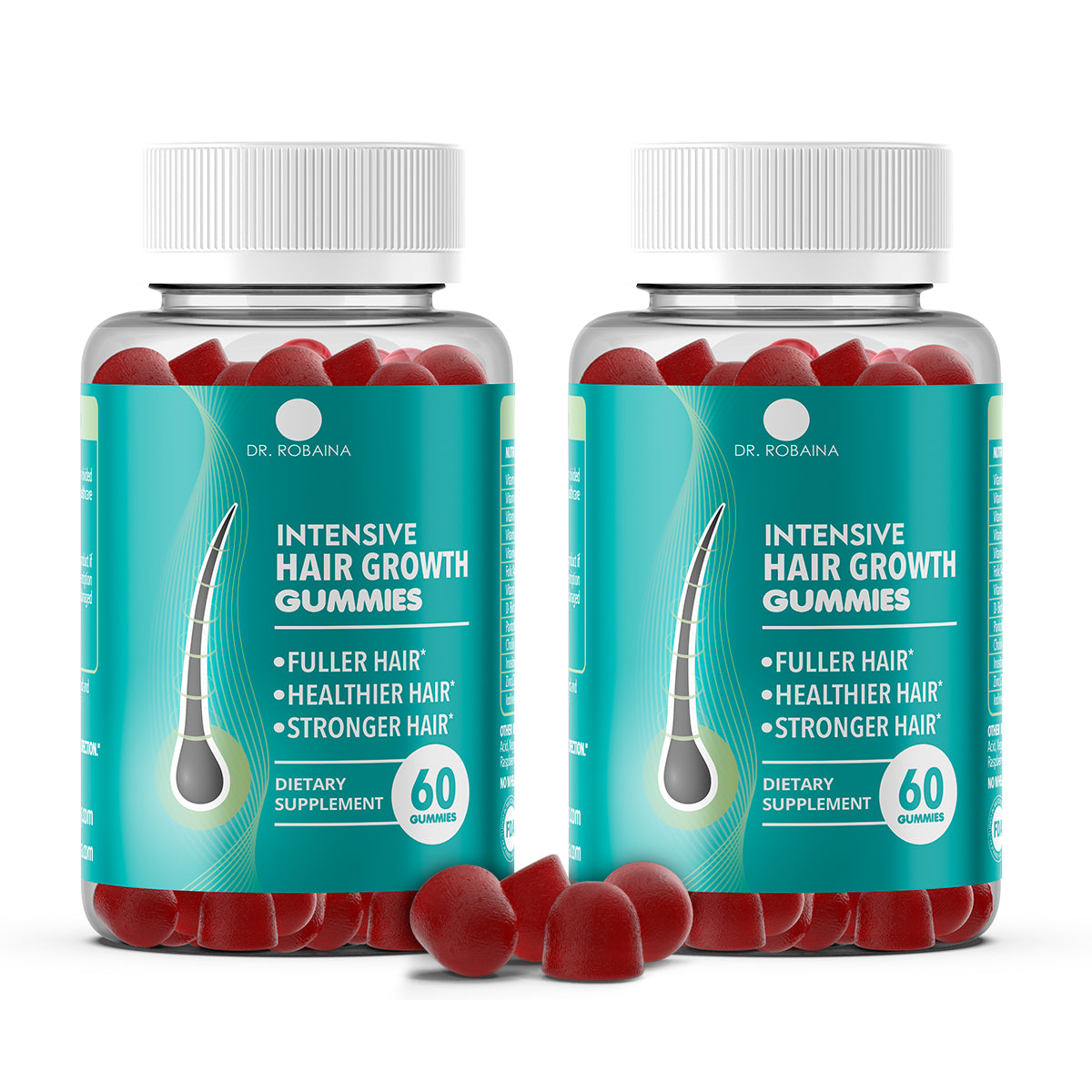 Dr. Robaina Intensive Hair Growth Gummies | Fuller-Looking Hair | Healthier Hair Appearance | Stronger Hair | Made in USA
