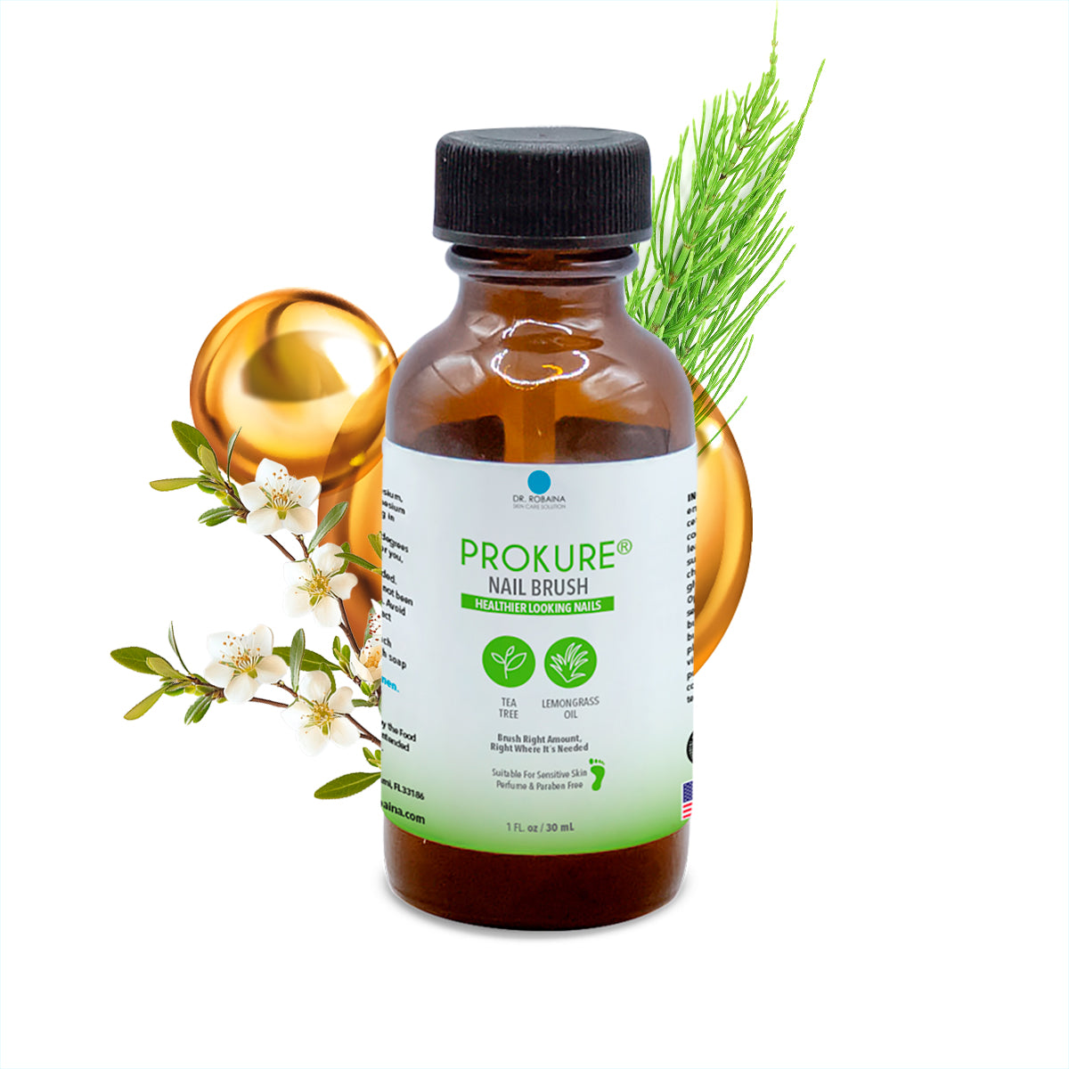 Dr. Robaina Prokure Nail Repair Serum - Natural Tea Tree & Lemongrass Solution (1 fl oz)