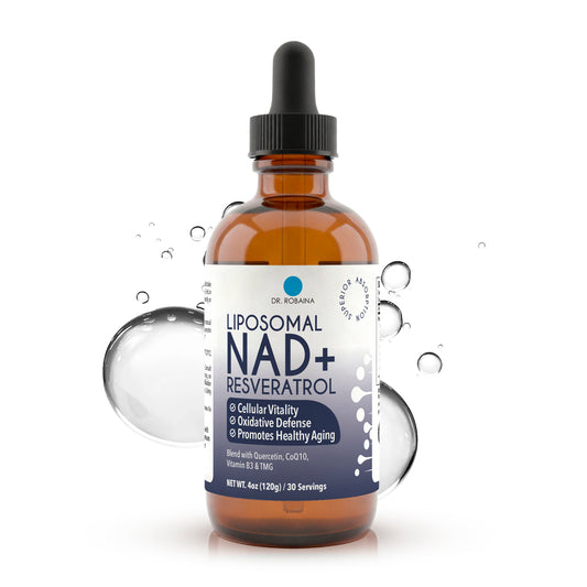 Dr. Robaina Liposomal NAD+ Resveratrol Drops - 400mg Complex with CoQ10 & Quercetin (4oz)