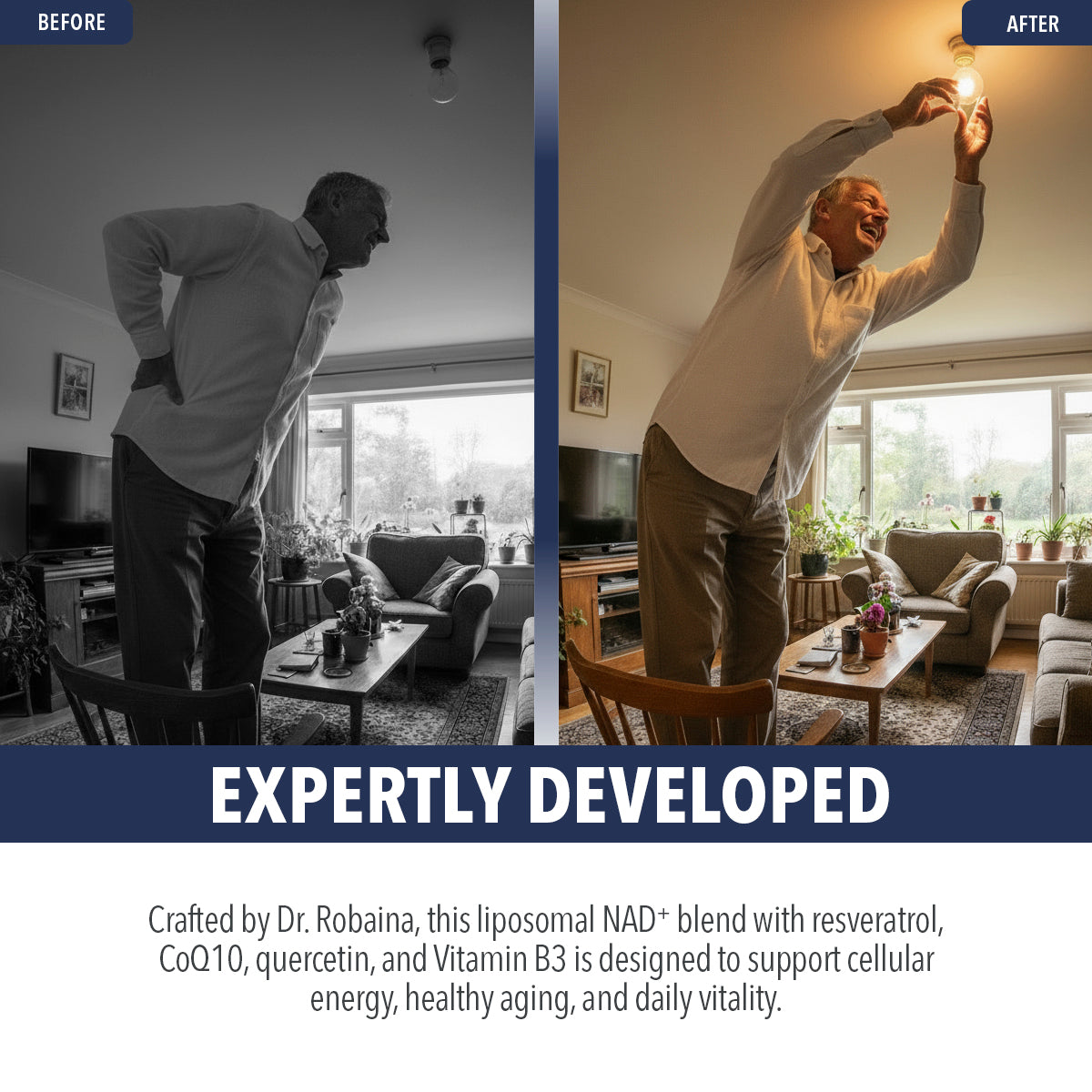 Dr. Robaina Liposomal NAD+ Resveratrol Drops - 400mg Complex with CoQ10 & Quercetin (4oz)
