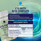 C15 Fatty Acid supplement facts: 100mg pentadecanoic acid, 3mg BioPerine per capsule.