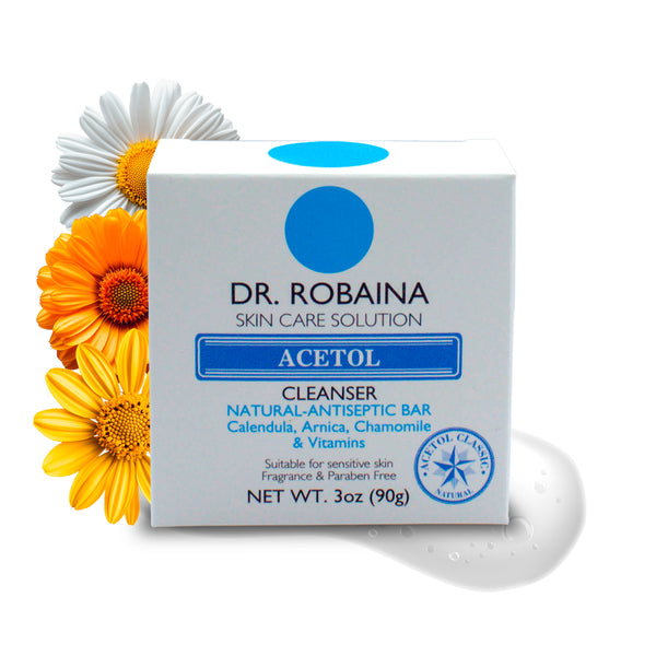 Dr. Robaina Acetolia Cleansing Bar - Natural Antiseptic Soap with Arnica & Calendula (3 oz)