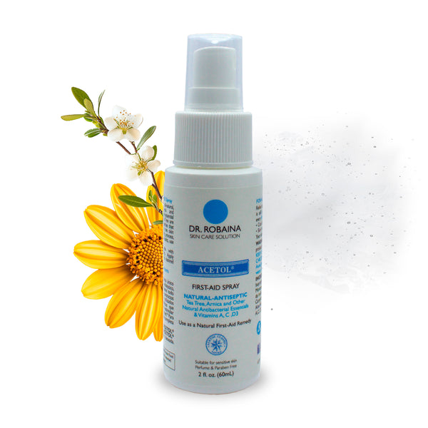 Dr. Robaina Acetolia First Aid Spray - Natural Antiseptic Relief for Cuts, Burns & Insect Bites (2 fl oz)