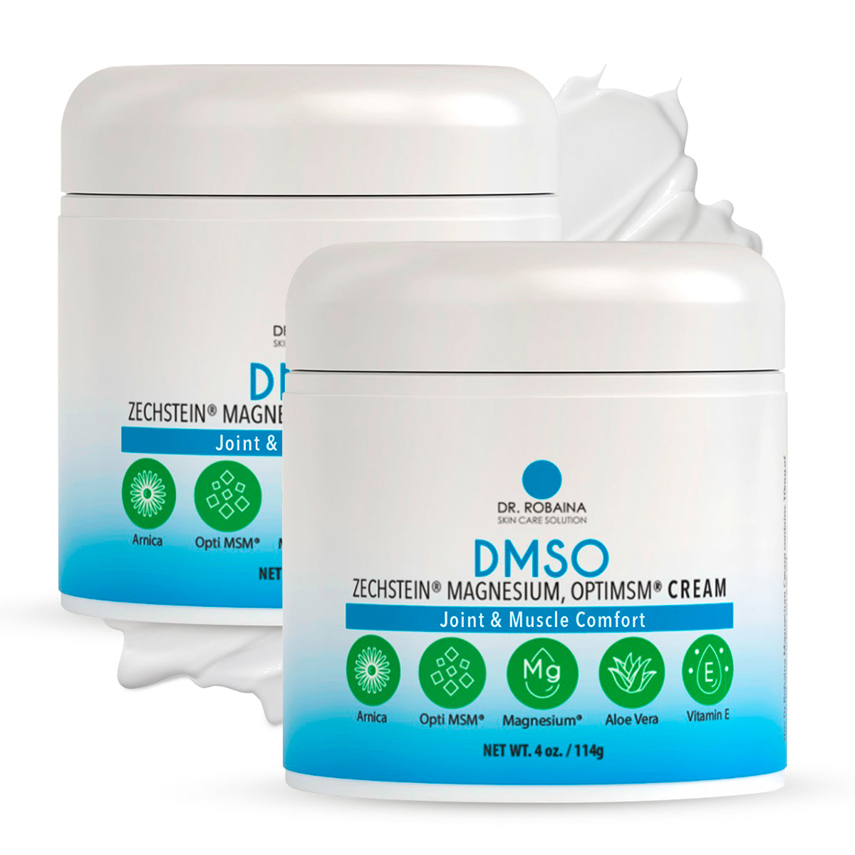 Dr. Robaina DMSO Cream - 99.9% Pure Pharmaceutical Grade | Skin Relief Formula with Zechstein Magnesium, Arnica, Aloe Vera, Vitamin E | Muscle & Joint Comfort | 4 oz | Made in USA