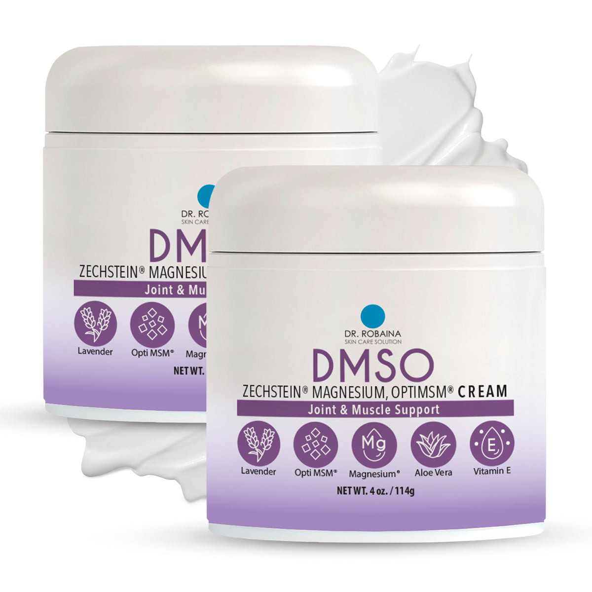 Dr. Robaina Lavender DMSO Cream - 99.9% Pure Pharmaceutical Grade | Skin Nourishing Formula with Zechstein Magnesium, Arnica, Aloe Vera, Vitamin E - 4 oz | Made in USA