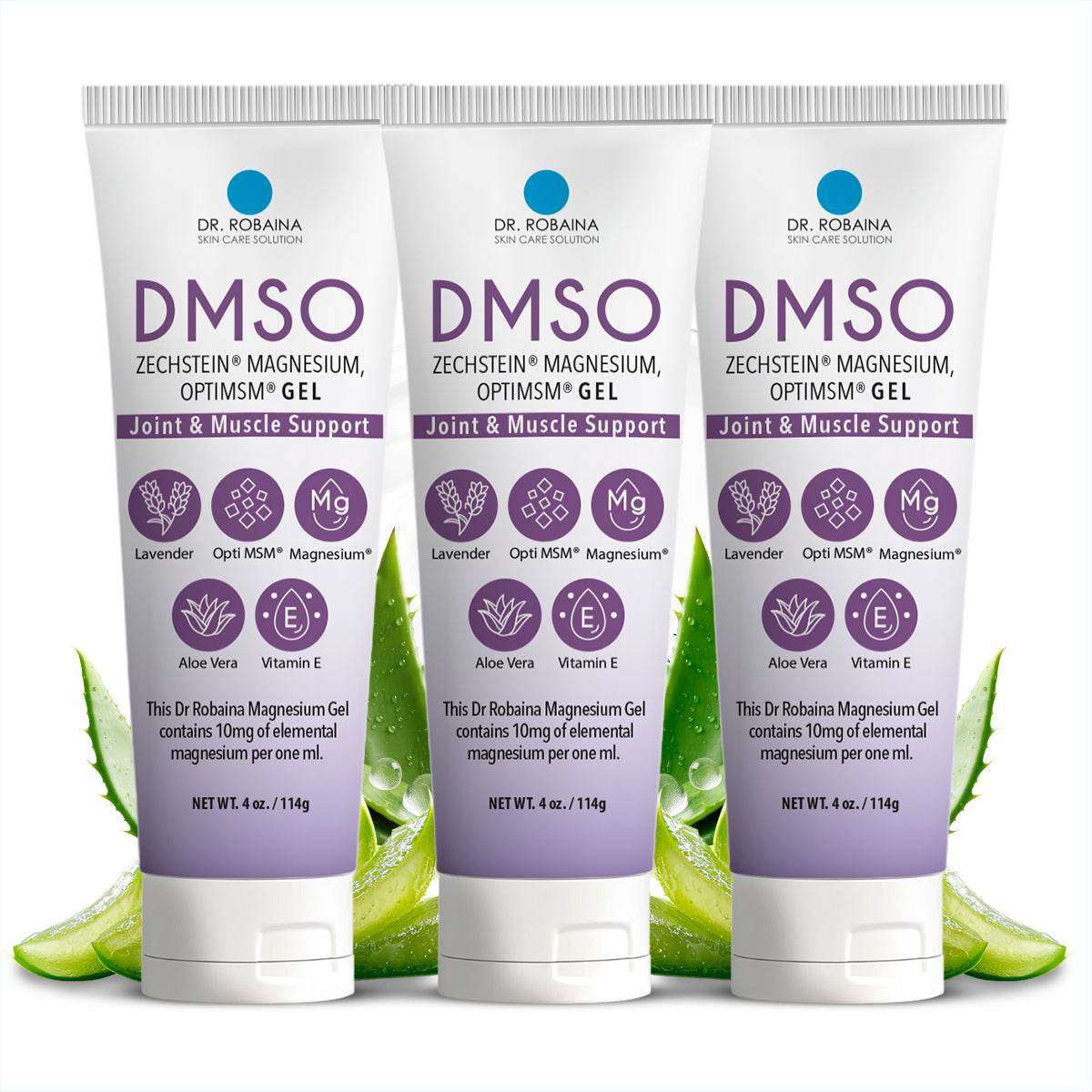 Dr. Robaina DMSO Lavender Gel - 99.9% Pure Pharmaceutical Grade | Skin Relief Formula with Zechstein Magnesium, Arnica, Aloe Vera, Vitamin E | Muscle & Joint Comfort | 4 oz | Made in USA