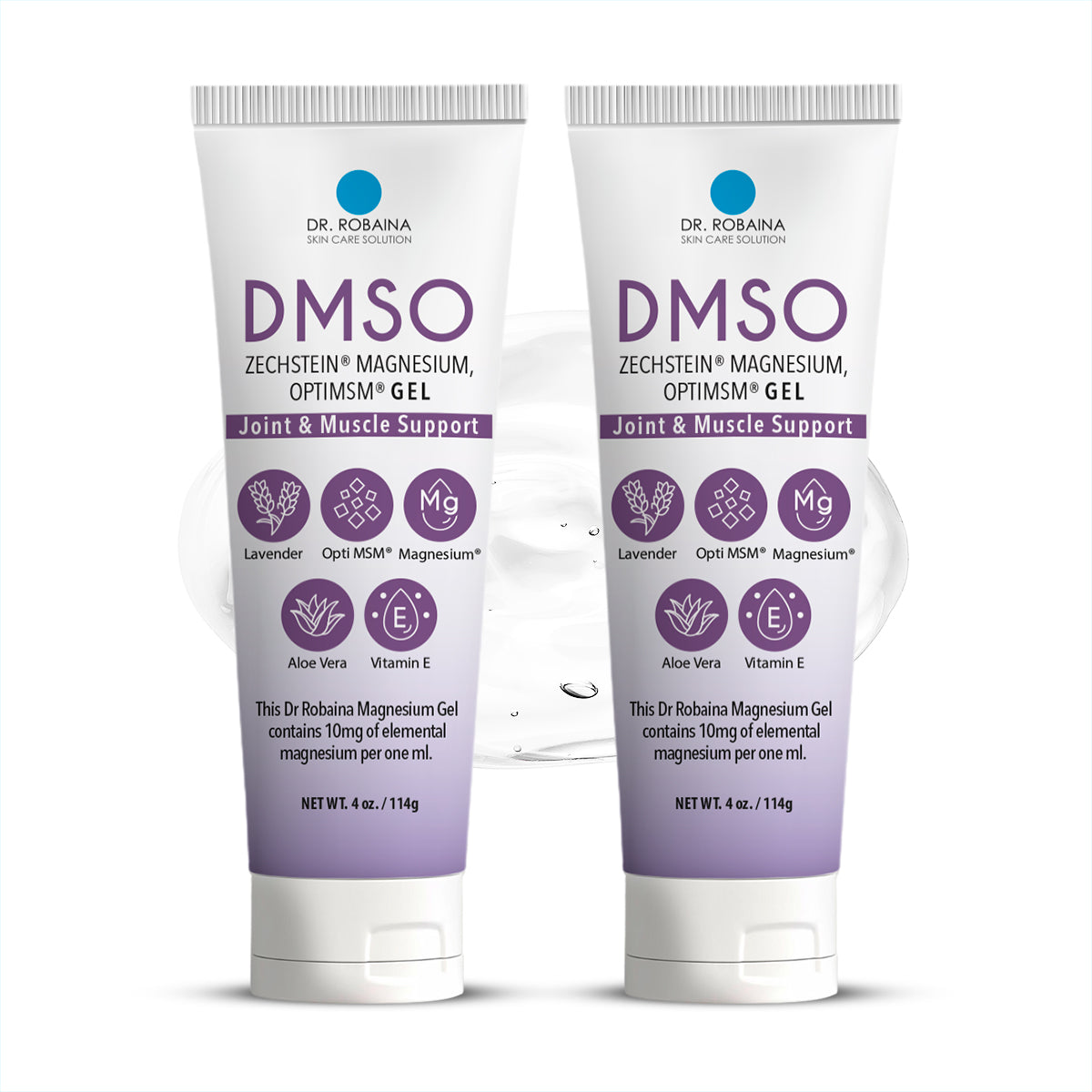 Dr. Robaina DMSO Lavender Gel - 99.9% Pure Pharmaceutical Grade | Skin Relief Formula with Zechstein Magnesium, Arnica, Aloe Vera, Vitamin E | Muscle & Joint Comfort | 4 oz | Made in USA