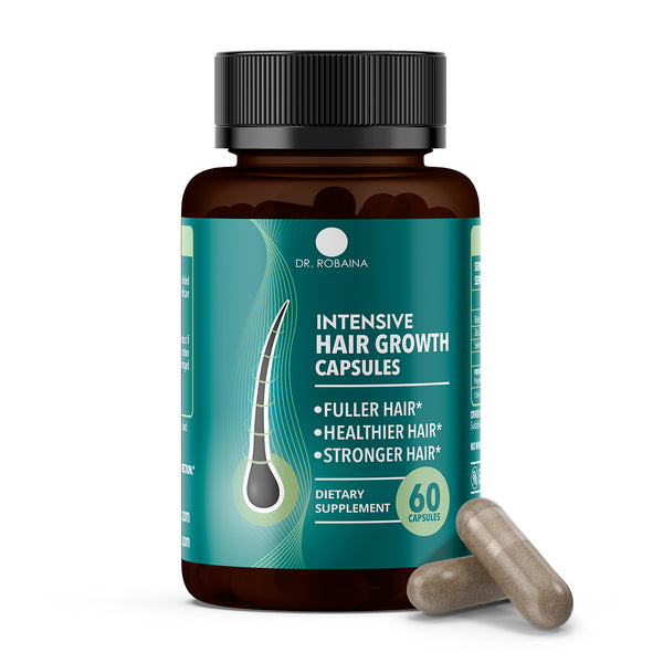 Dr. Robaina Intensive Hair Growth Capsules with Biotin & Keratin - For Fuller, Thicker Hair (60 Capsules)
