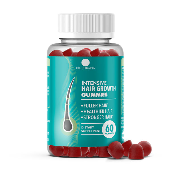 Dr. Robaina Intensive Hair Growth Gummies with Biotin & Keratin - For Stronger, Fuller Hair (60 Gummies)