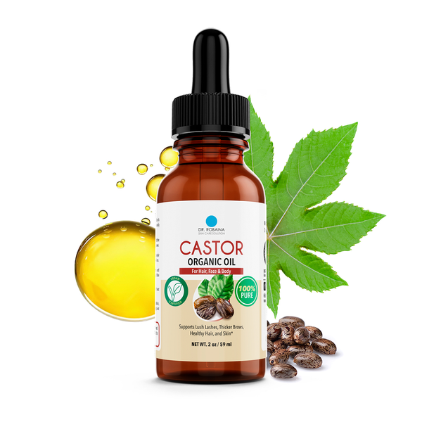 Dr. Robaina 100% Pure Organic Castor Oil - Cold Pressed for Hair, Lashes & Brows (2 fl oz)