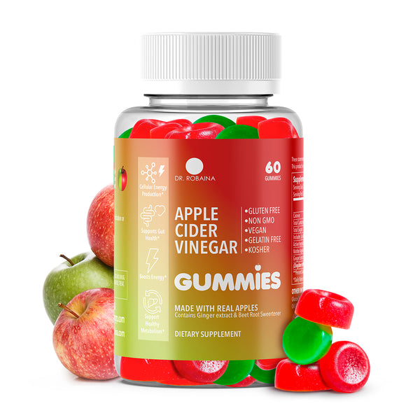 Dr. Robaina Apple Cider Vinegar Gummies - Vegan Formula with B12 & B6 for Metabolism & Digestive Support