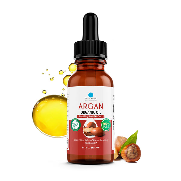 Dr. Robaina 100% Pure Organic Argan Oil - Cold Pressed Moroccan Gold for Hair, Skin & Nails (2 fl oz)