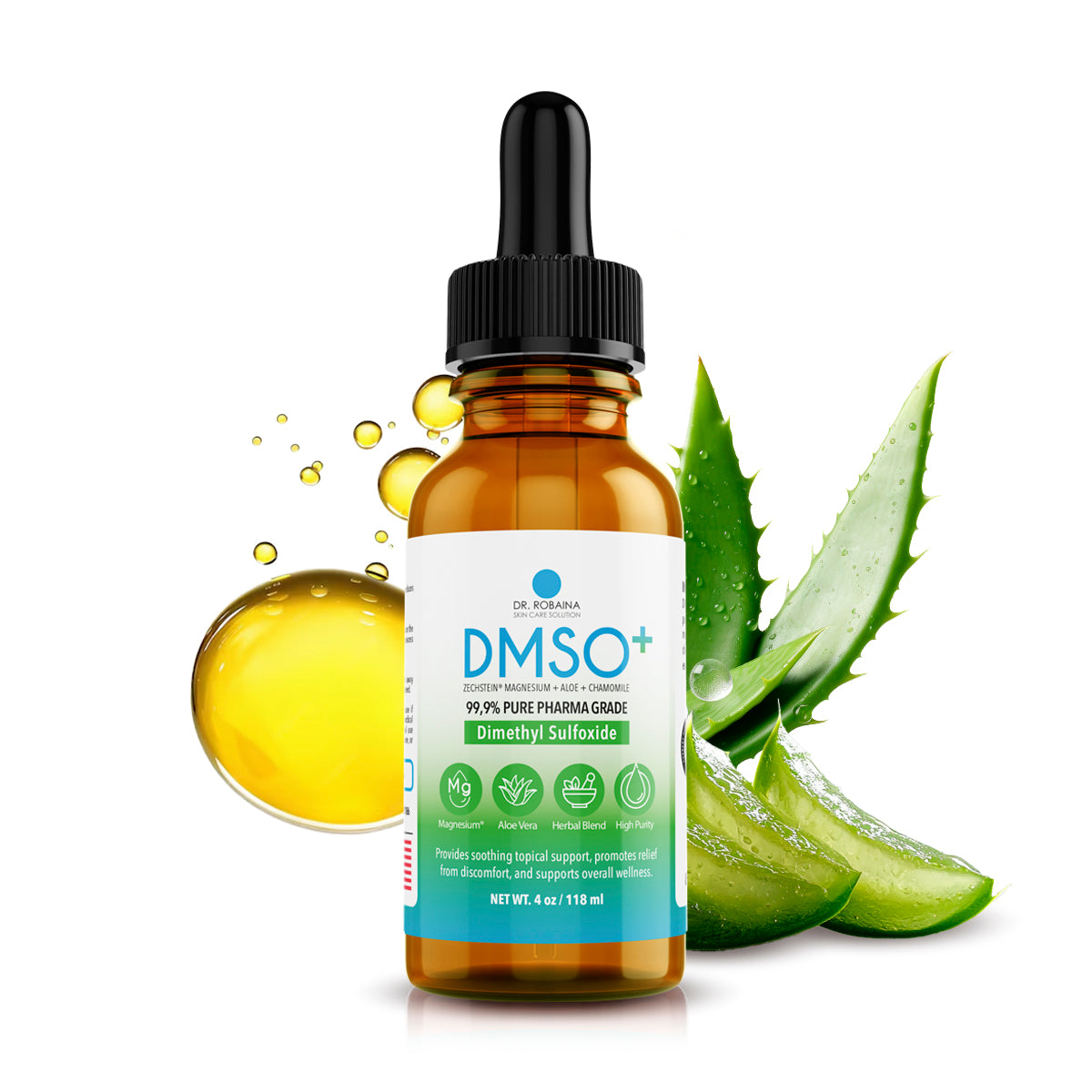 Dr. Robaina DMSO+ Blend with Aloe, Magnesium & Chamomile - Soothing Formula (4oz)