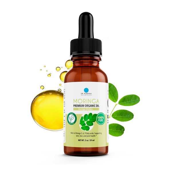 Dr. Robaina 100% Pure Organic Moringa Oil - Cold Pressed Moisturizer for Face, Hair & Nails (2 fl oz)
