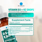 Dr. Robaina Vitamin D3 + K2 Drops – Vegan MCT Oil Liquid Supplement, 5000 IU D3 & 120 mcg MK-7, Sublingual Daily Vitamin D and K