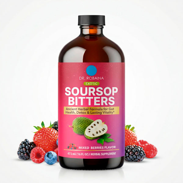 Dr. Robaina Soursop Bitters Liquid - Herbal Supplement with Guanabana, Sea Moss & 17 Botanicals (16 fl oz)