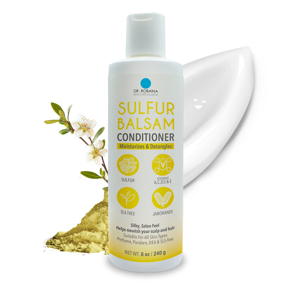 Dr. Robaina Sulfur Balsam Conditioner - Soothing & Detangling Formula with Shea Butter & Tea Tree (8 oz)