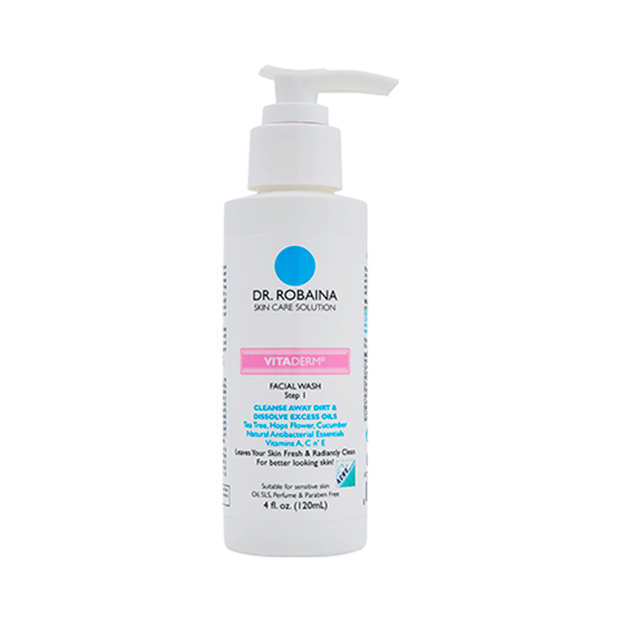 Dr. Robaina Vitaderm Step 1 Facial Wash - Acne-Prone Skin Cleanser with Pink Grapefruit & Aloe (4 fl oz), Default Title